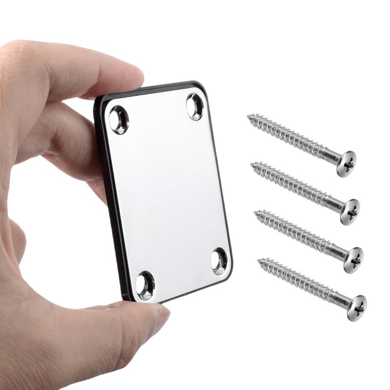 Swhmc Chrome Neck Plate for Electric Guitar with 1 Plastic Mat 4 Mounting Screws, Silver - Image 2